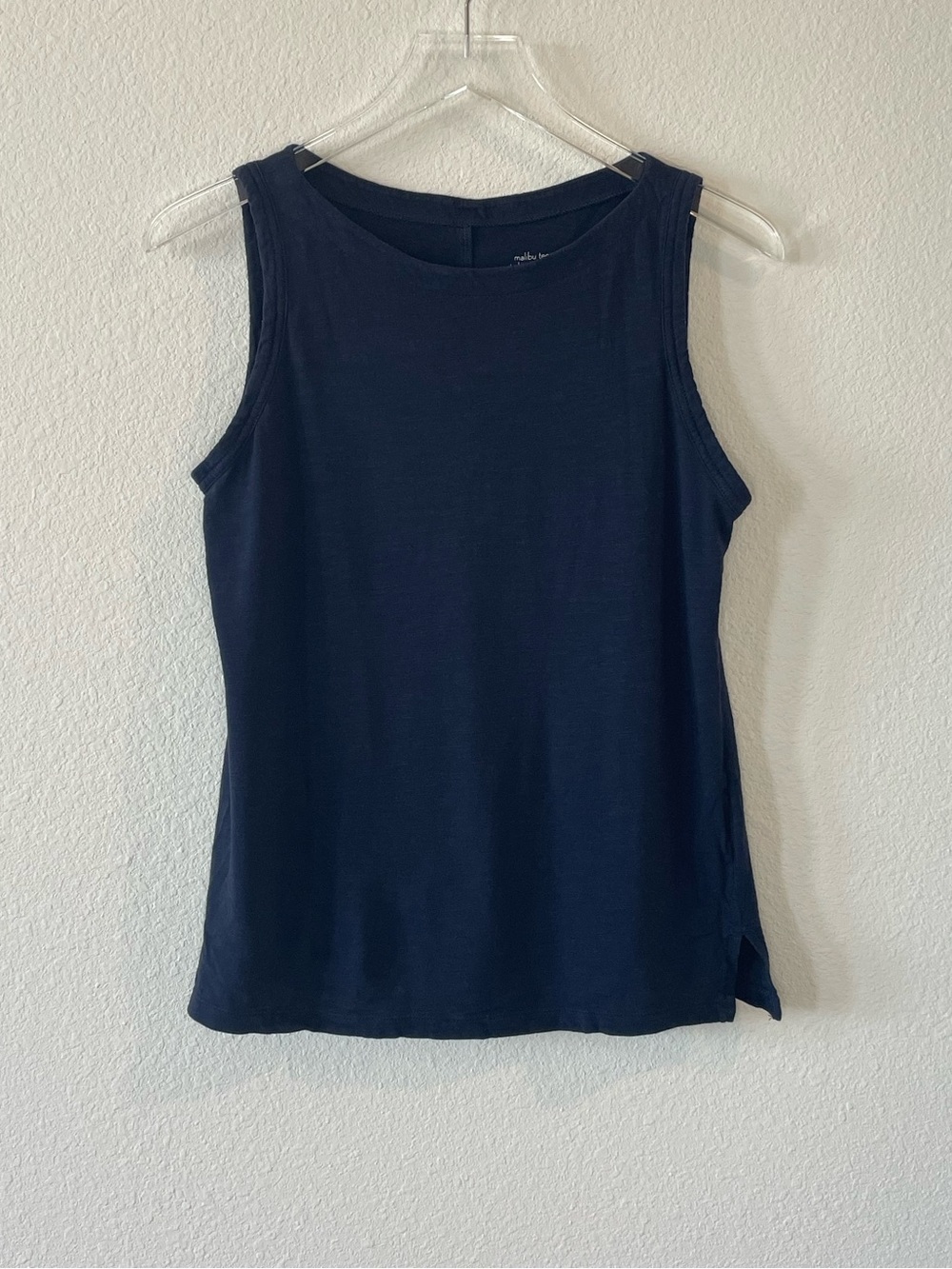 Banana Republic Boatneck Navy Sleeveless Knit Malibu Tee